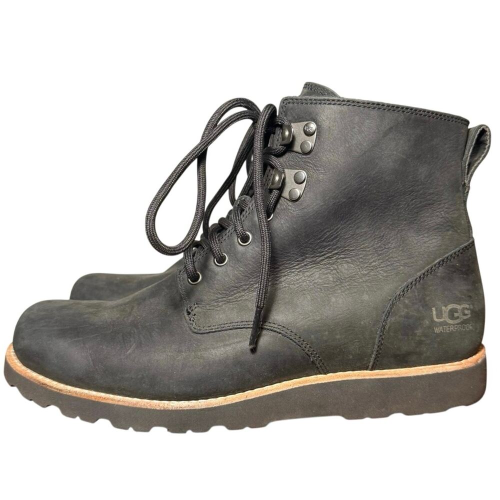 UGG Ritter Men's Black Waterproof Leather Lace Up Winter Boots 1099538 Size 9.5